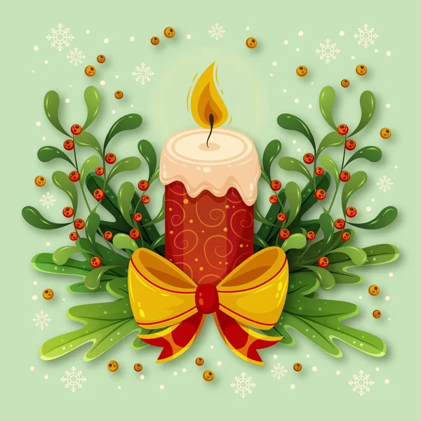 Праздничная Свеча Огненной Лентой Изображением Вектора Лука — стоковый вектор