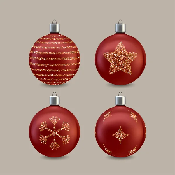 Bolas Navidad Realistas Conjunto Vector Diseño Ilustración — Vector de stock