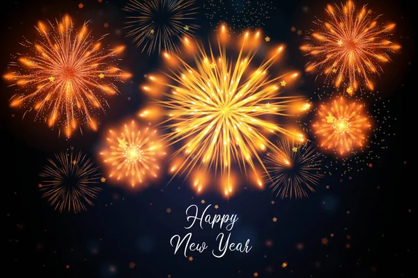 Gerçekçi havai fişekler yeni yıl arkaplan rengarenk partikül vektör ilüstrasyonlu iskambil resimleri