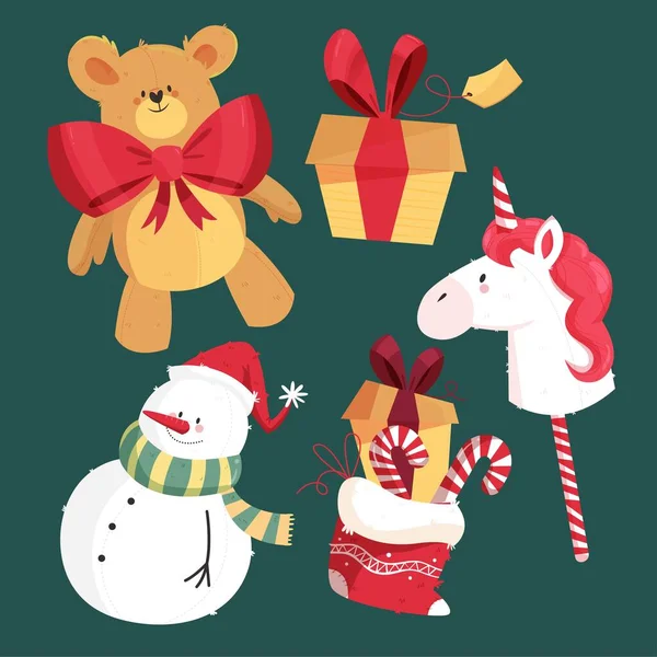 Elle çizilmiş Noel oyuncağı koleksiyonu vektör tasarımı illüstrasyonu