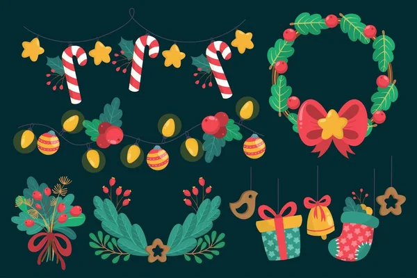 El çizimi Noel süslemesi vektör tasarımı illüstrasyonu