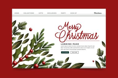 suluboya Noel iniş sayfası şablon vektör tasarımı illüstrasyonu