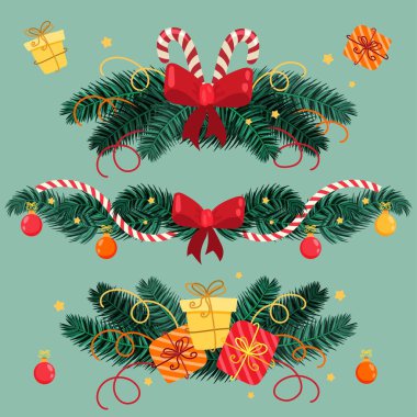 El çizimi Noel süslemesi vektör tasarımı illüstrasyonu