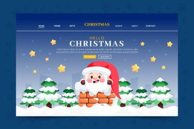 El çizimi Noel iniş sayfası vektör tasarımı illüstrasyonu