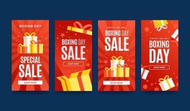 Boks günü İnstagram hikaye koleksiyonu vektör tasarımı illüstrasyonu