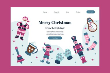 El çizimi Noel iniş sayfası vektör tasarımı illüstrasyonu