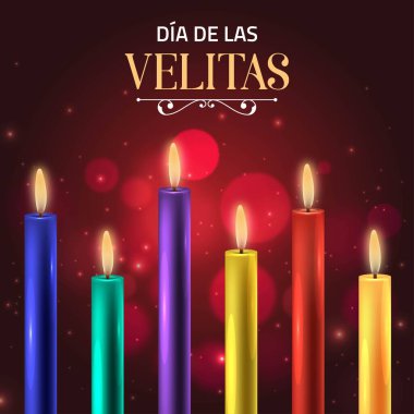gerçekçi dia de las velitas vektör tasarımı çizimi