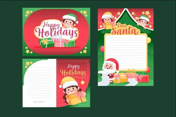 Hand Drawn Christmas Stationery Template Vector Design Illustration — Stock Vector