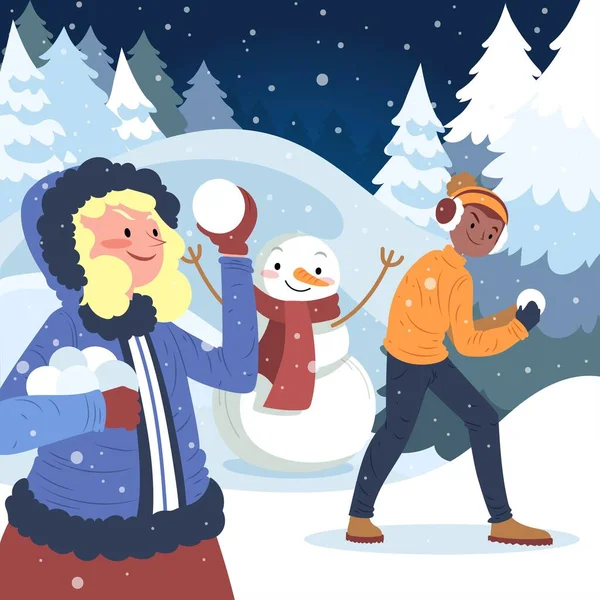 Χριστούγεννα Χιόνι Σκηνή Διάνυσμα Εικονογράφηση Σχεδιασμό — Διανυσματικό Αρχείο