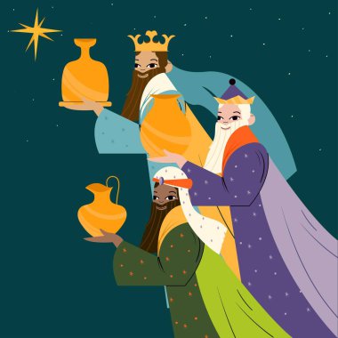 düz üç bilge adam vektör tasarımı çizimi