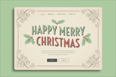 Klasik Noel iniş sayfası vektör tasarımı çizimi