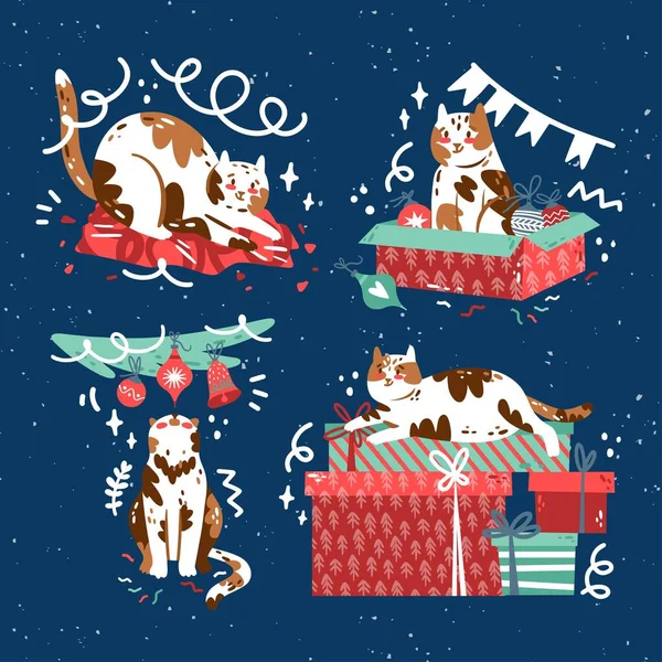 Disegnato Mano Carino Natale Collezione Vettoriale Disegno Illustrazione — Vettoriale Stock