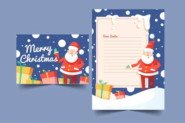 Flat Christmas Stationery Template Vector Design Illustration — Stock Vector