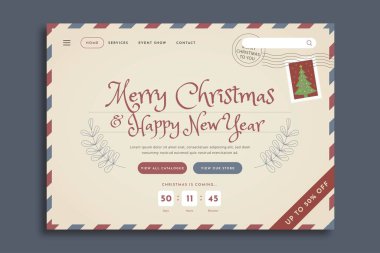 Klasik Noel iniş sayfası vektör tasarımı çizimi