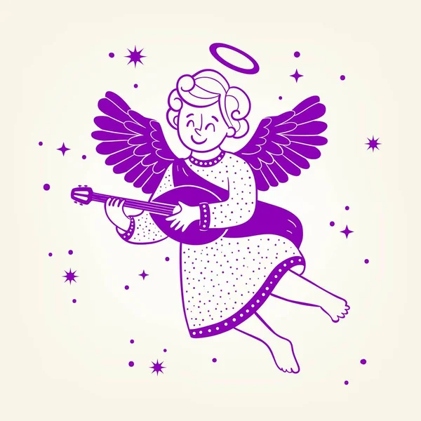 Natal Anjo Desenho Vetor Ilustração — Vetor de Stock