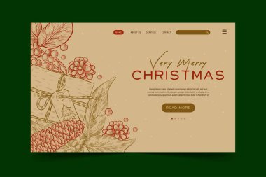 Klasik Noel iniş sayfası vektör tasarımı çizimi