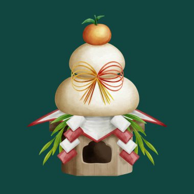 suluboya kagamimochi vektör tasarımı çizimi