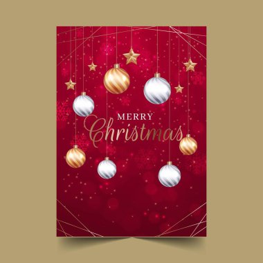 kırmızı altın noel kartı vektör tasarımı illüstrasyonu