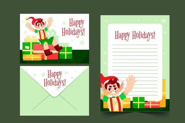 Hand Drawn Christmas Stationery Template Vector Design Illustration — Stock Vector