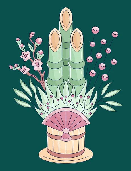 Handgezeichnete Kadomatsu Vektor Design Illustration — Stockvektor