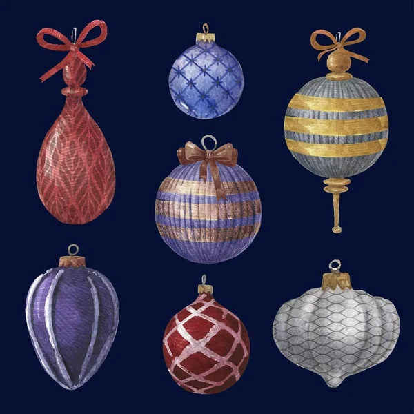 Aquarell Weihnachtskugel Ornamente Vektor Design Illustration — Stockvektor