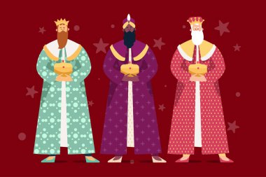 düz reyes magos vektör tasarımı çizimi