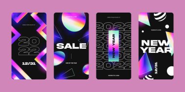 gradyan yeni yıl afiş koleksiyonu soyut tasarım vektör çizimi