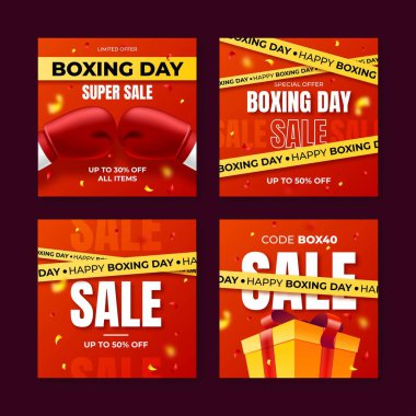 gerçekçi boks günü indirimli pankart koleksiyonu soyut tasarım vektörü illüstrasyonu