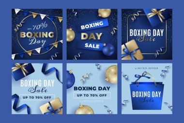 gerçekçi boks günü indirimli pankart koleksiyonu soyut tasarım vektörü illüstrasyonu