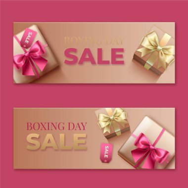 gerçekçi boks günü indirimi afişleri soyut tasarım vektör illüstrasyonunu ayarladı