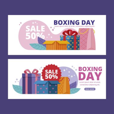 El çizimi düz boks günü satışı afişleri soyut tasarım vektör ilüstrasyonunu ayarladı
