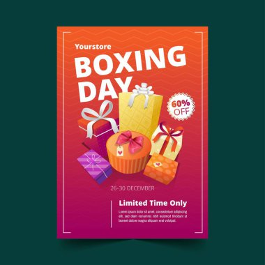 düz boks gradyan boks günü poster satış şablonu soyut tasarım vektör ilüstrasyonu