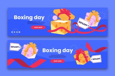 El çizimi boks günü indirimi yatay afişler soyut tasarım vektör ilüstrasyonunu ayarladı