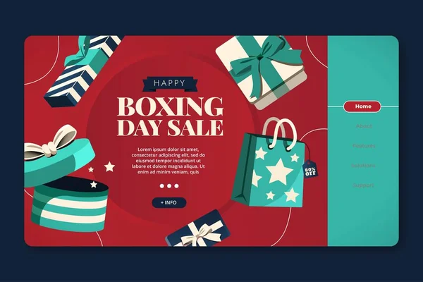 Flat Boxing Day Sale Landing Page Template Abstract Design Vector —  Vetores de Stock