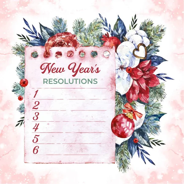 Watercolor New Year Resolutions Abstract Design Vector Illustration — Vettoriale Stock