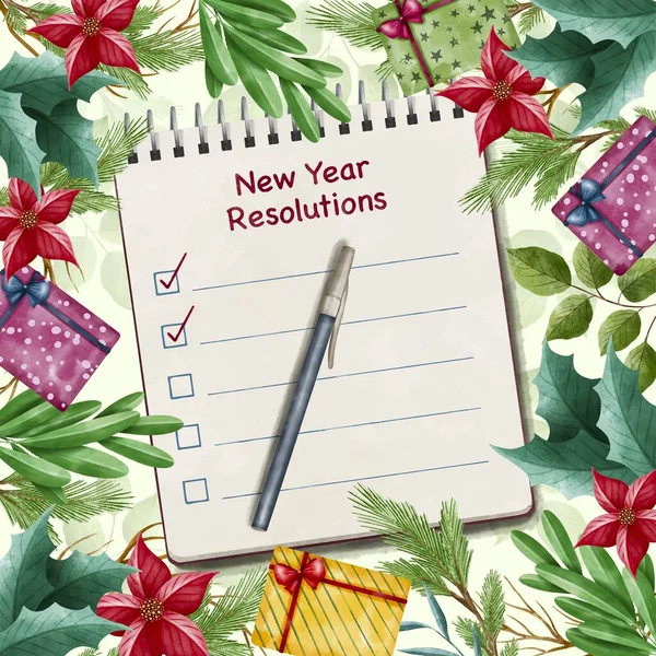 Watercolor New Year Resolutions Abstract Design Vector Illustration —  Vetores de Stock