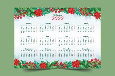 suluboya 2022 takvim şablonu soyut tasarım vektör çizimi