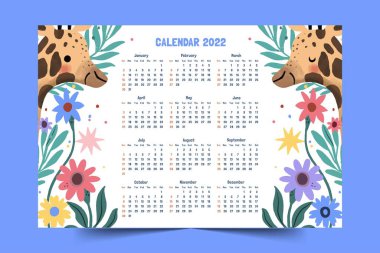 El çizimi 2022 takvim şablonu soyut tasarım vektör çizimi