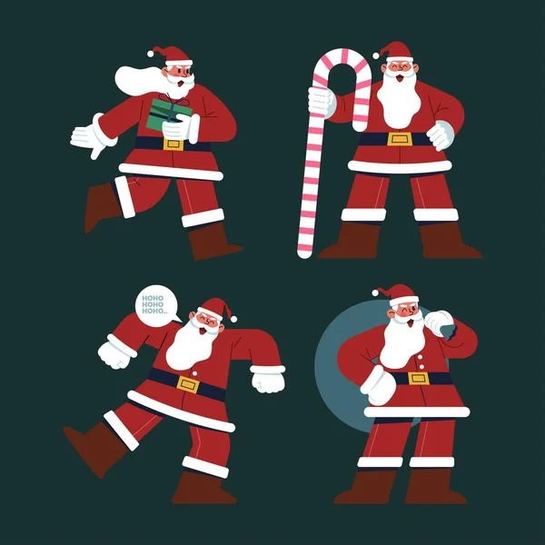 Handgezeichnete Flache Weihnachtsmann Charaktere Sammlung Abstrakte Design Vektor Illustration — Stockvektor