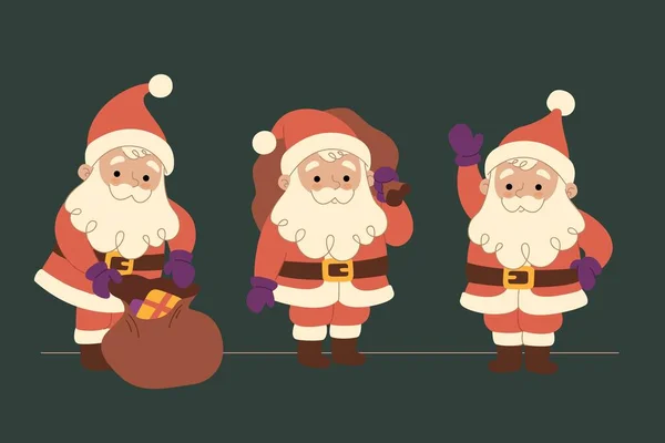 Dessin Main Santa Claus Personnages Collection Abstrait Design Vectoriel Illustration — Image vectorielle