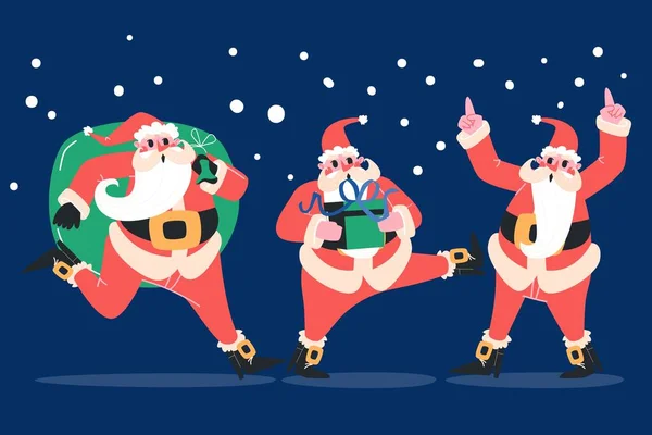 Dessin Main Santa Claus Personnages Collection Abstrait Design Vectoriel Illustration — Image vectorielle