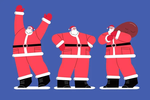 Handgezeichnete Flache Weihnachtsmann Charaktere Sammlung Abstrakte Design Vektor Illustration — Stockvektor