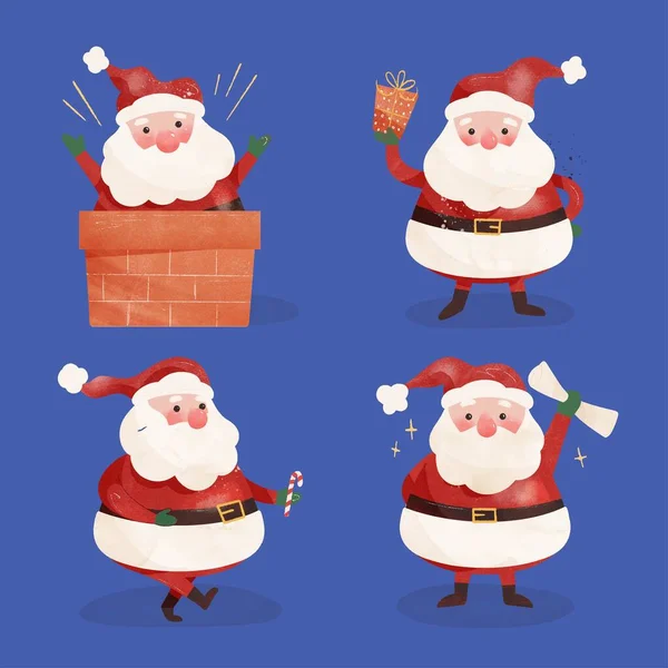 Akwarela Santa Claus Znaków Kolekcja Abstrakcyjny Design Wektor Ilustracja — Wektor stockowy