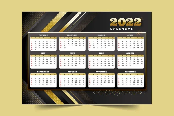 Paper Style 2022 Calendar Template Abstract Design Vector Illustration — Stock Vector