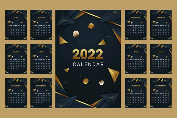 Gradiente 2022 Plantilla Calendario Diseño Abstracto Vector Ilustración — Archivo Imágenes Vectoriales