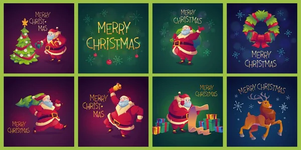 Flat Christmas Banners Collection Abstract Design Vector Illustration — Vettoriale Stock