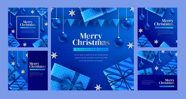 gerçekçi noel pankartları soyut tasarım vektör illüstrasyonu koleksiyonu