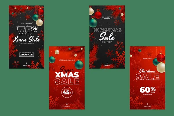 Gradiente Navidad Banners Colección Diseño Abstracto Vector Ilustración — Archivo Imágenes Vectoriales