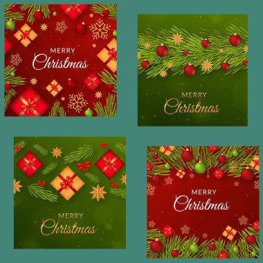 gerçekçi noel pankartları soyut tasarım vektör illüstrasyonu koleksiyonu