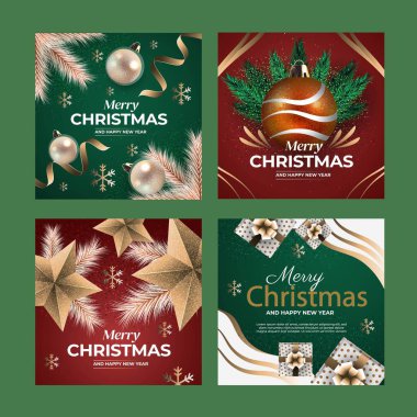 gerçekçi noel pankartları soyut tasarım vektör illüstrasyonu koleksiyonu